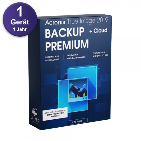 Acronis True Image 2019 Premium (1 Gerät PC/MAC - 1 Jahr Abo) 1 TB GB Acronis Cloud