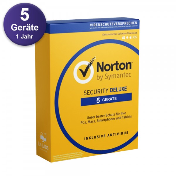 Norton Internet Security 5 Geräte - 1 Jahr Deluxe OHNE ABO