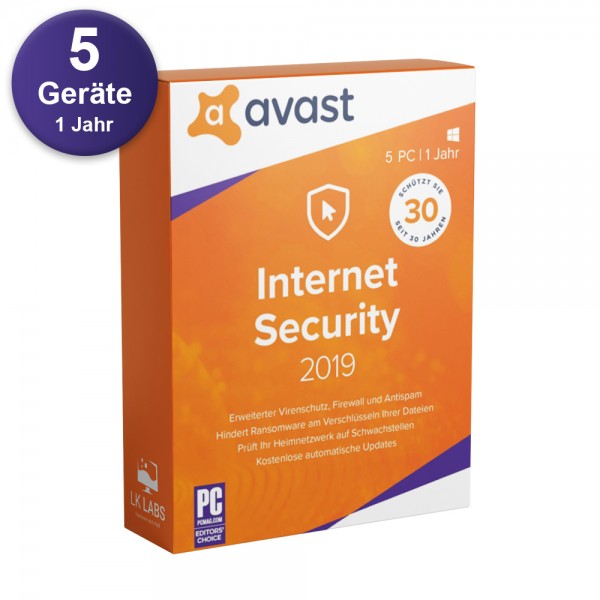 Avast Internet Security 2019 (5 PC / 1 Jahr)