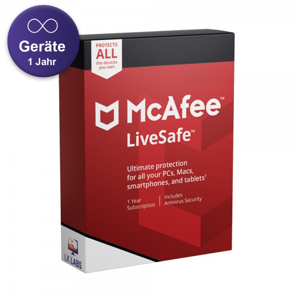 McAfee LiveSafe 2023 2024 (unlimited Devices - 1 Jahr)