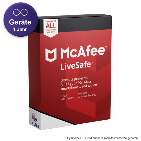 McAfee LiveSafe 2023 2024 (unlimited Devices 1 Jahr) LiveSafe McAfee Antivirus