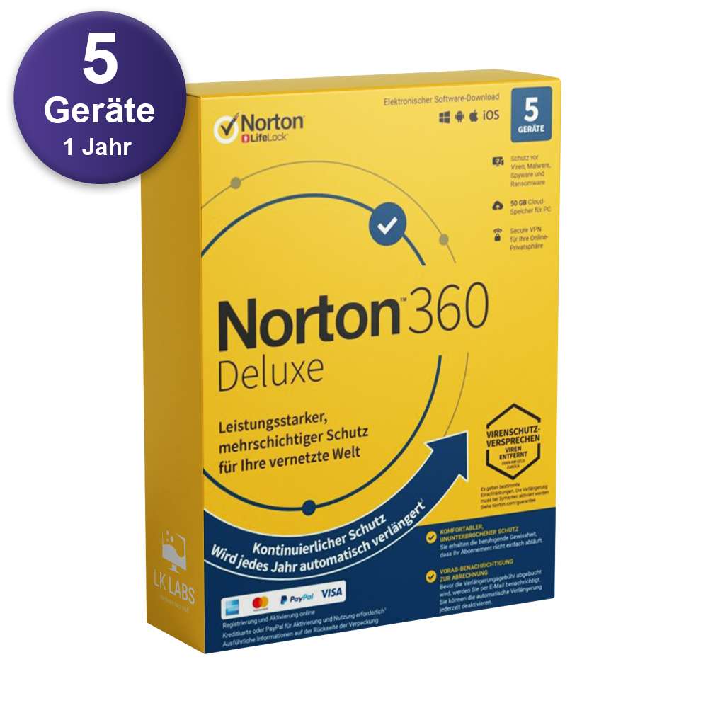 Norton 360 Deluxe 5 Geräte (1 Jahr) ABO Norton 360 Norton