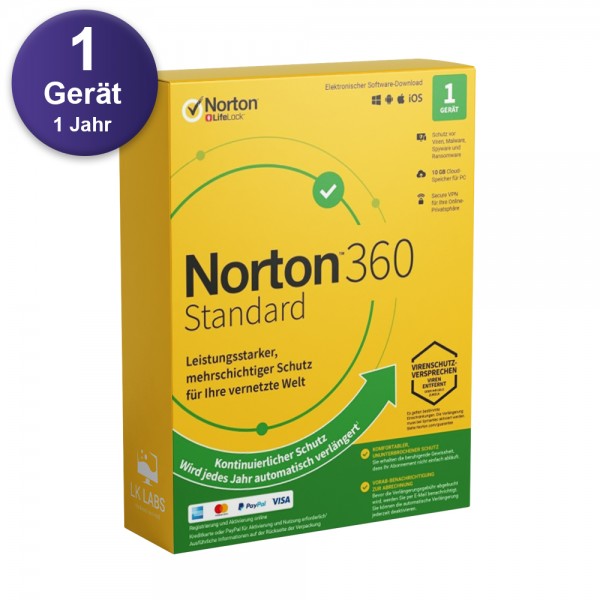 Norton 360 Standard (1 Gerät - 1 Jahr) ABO inkl. 10GB WIN/MAC/Android